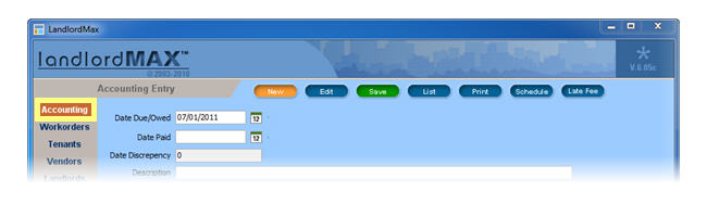 LandlordMax Property Management Software: dates