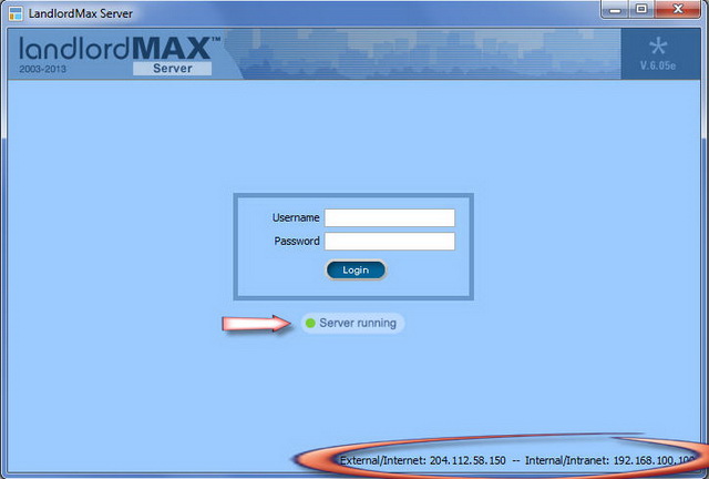 LandlordMax Property Management Software: Server login
