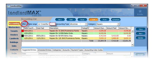 LandlordMax Property Management Software: Qfilter1Acc