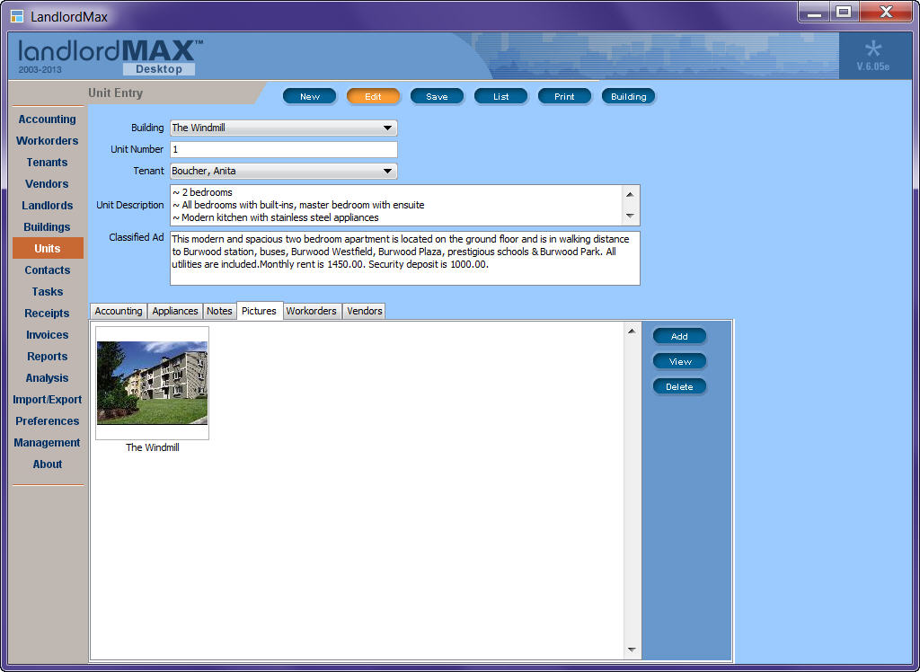 LandlordMax Property Management Software Screenshot