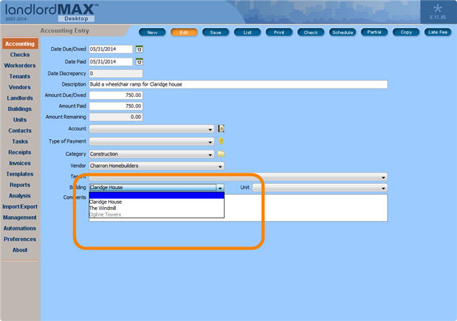 LandlordMax Property Management Software New Feature Screenshot: Status sorting on drop down menus