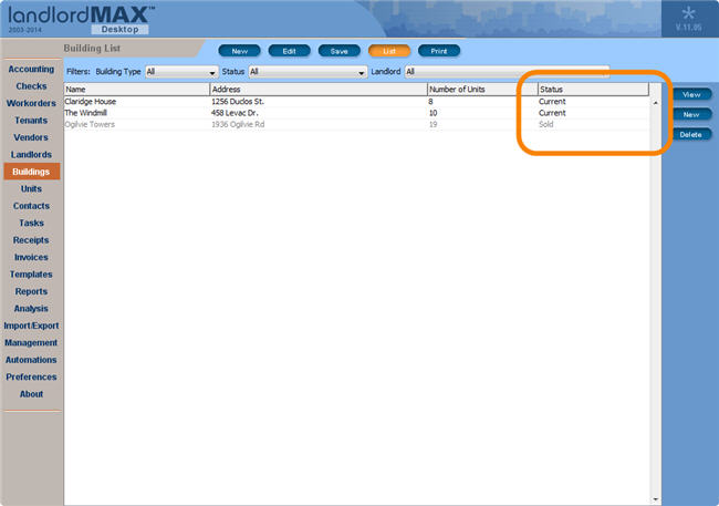 LandlordMax Property Management Software New Feature Screenshot: New Statuses