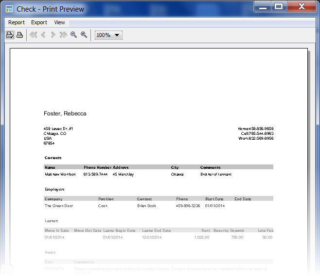 LandlordMax Property Management Software New Feature Screenshot: Tenant Profile Report