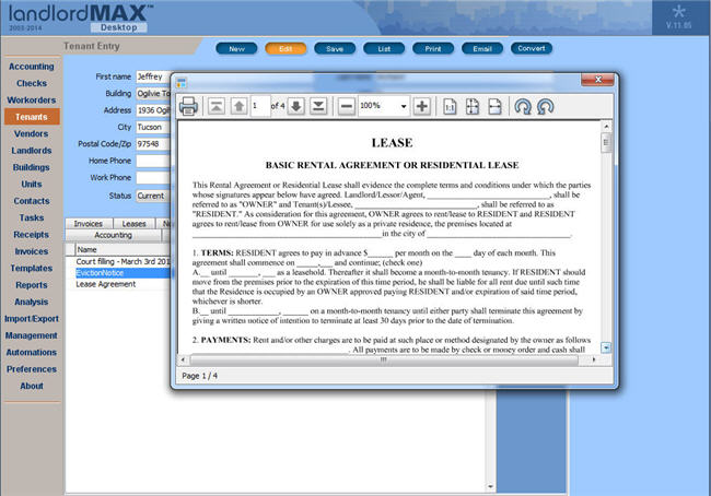 LandlordMax Property Management Software New Feature Screenshot: View Document