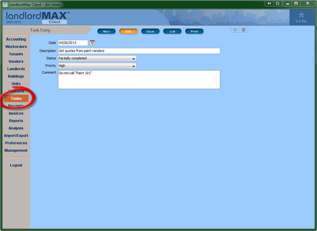 LandlordMax Property Management Software - Tasks