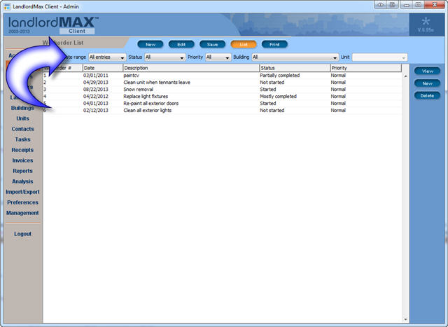LandlordMax Property Management Software - New Workorder Filters