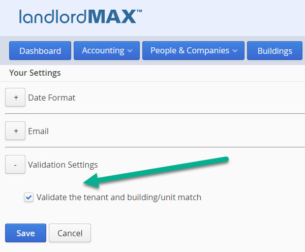 Tenant and Building Validation