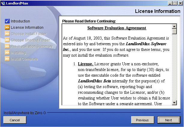 LandlordMax Property Management Software User Manual Screenshot: Install Second Page