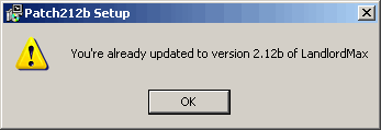 LandlordMax Property Management Software User Manual Screenshot: Patch Already Updated