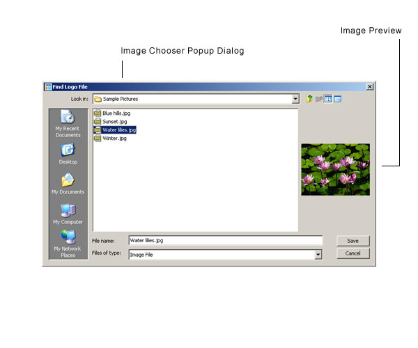 LandlordMax Property Management Software User Manual Screenshot: Image Chooser Popup Dialog