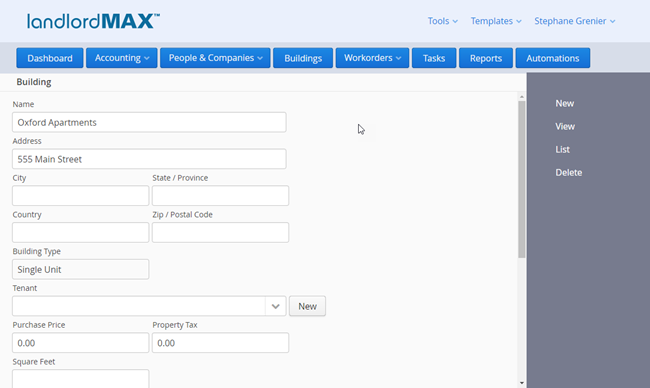 LandlordMax Property Management Software: New Building