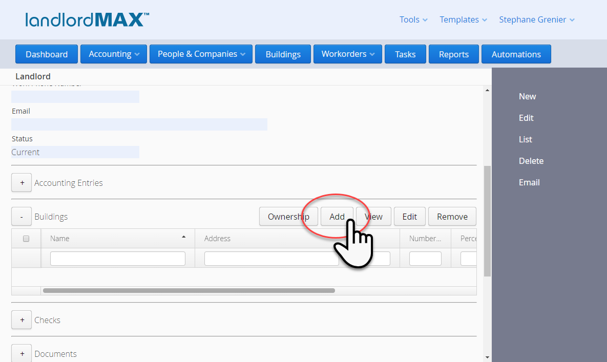 LandlordMax Property Management Software: Landlord Add Building