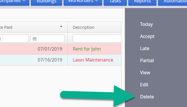 LandlordMax Property Management Software: Edit Suggested Accounting Entries Delete Actions