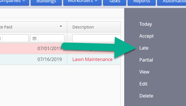 LandlordMax Property Management Software: Edit Suggested Accounting Entries Late Action