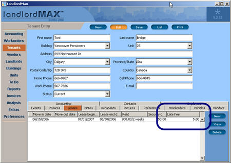 LandlordMax Property Management Software New Feature Screenshot: Late Fee Table