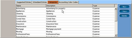 LandlordMax Property Management Software New Feature Screenshot: Default Accounting Categories