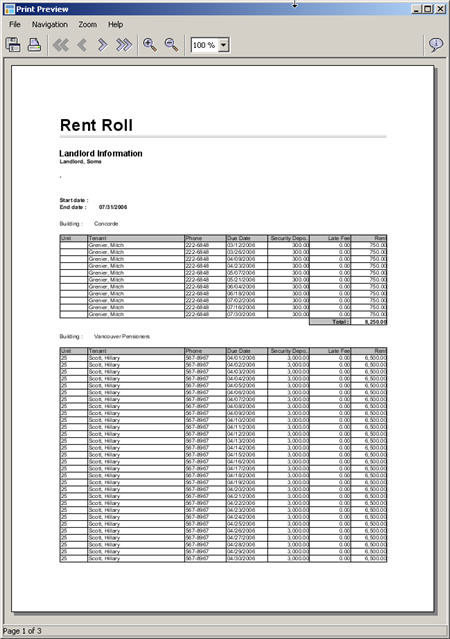 LandlordMax Property Management Software New Feature Screenshot: Rent Roll Grouped by Building Print Report