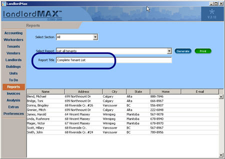 LandlordMax Property Management Software New Feature Screenshot: Report Title