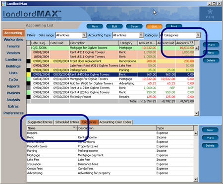 LandlordMax Property Management Software New Feature Screenshot: Table Sorting