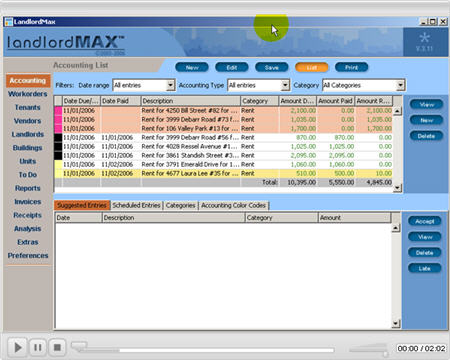 LandlordMax Property Management Software New Feature Screenshot: Filters