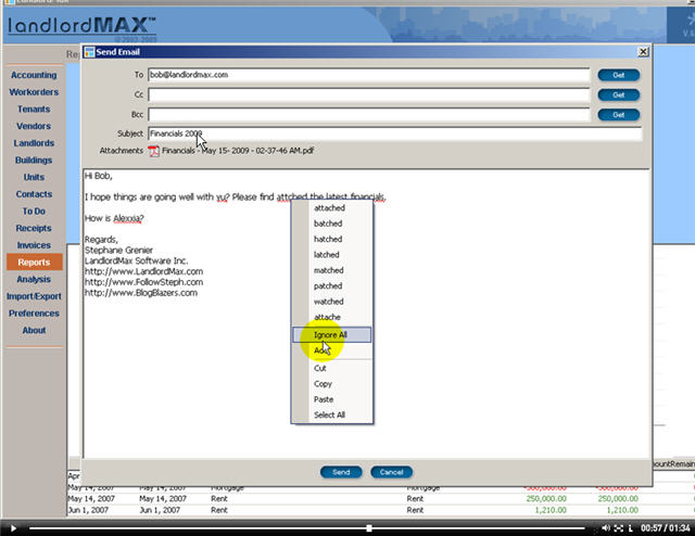 LandlordMax Property Management Software New Feature Screenshot: SpellCheck