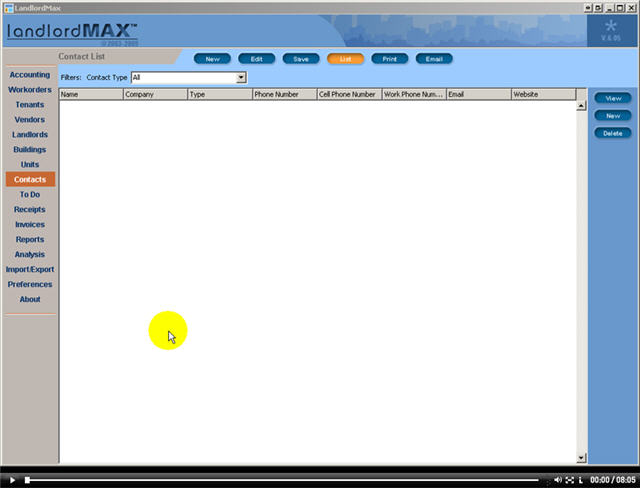 LandlordMax Property Management Software New Feature Screenshot: Contacts