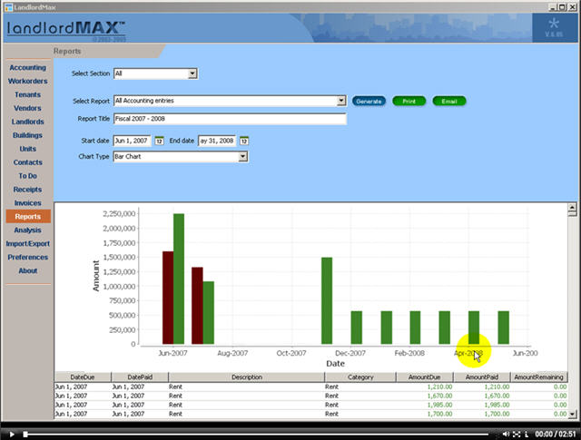 LandlordMax Property Management Software New Feature Screenshot: Export