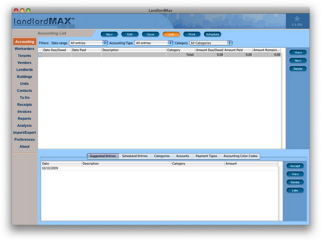 LandlordMax Property Management Software New Feature Screenshot: Mac Version