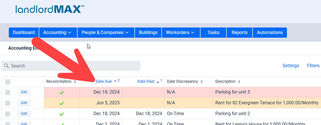 Accounting Entry color codes