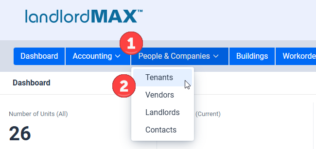 New tenant menu